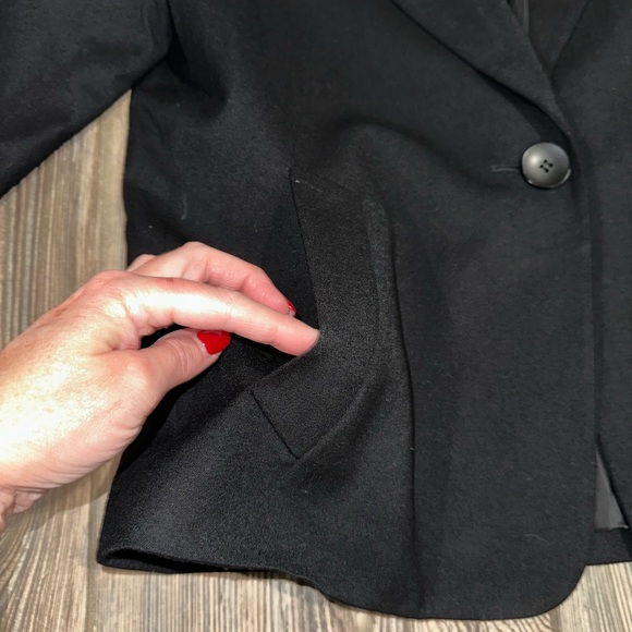 Talbots Classic Black Blazer Wool 3/4 Sleeve Single Button Pockets Lined Size 8L - Picture 5 of 8